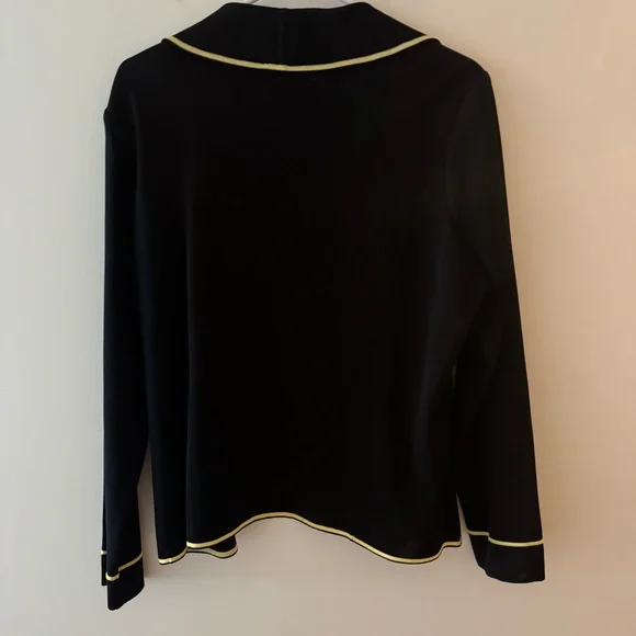 Ming Wang Black and Yellow Blazer with Structured Silhouette - Picture 8 of 10